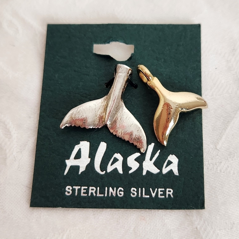 Silver & Gold Dolphin Whale Tail Pendants